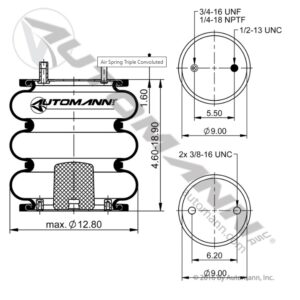 ABSP3B22R8016 - Air Spring Triple Convoluted
